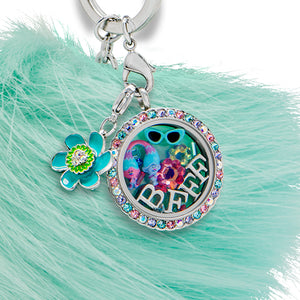 TROLLS AQUA BYOH POM POM BAG CLIP + KEYCHAIN - LIMITED EDITION