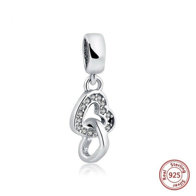 SILVER DOUBLE HEARTS WITH CUBIC ZIRCONIA CRYSTALS ANESIDORA CHARM