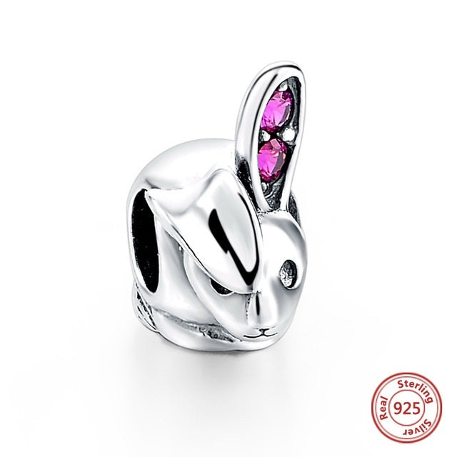 SILVER AND PINK CRYSTAL BUNNY ANESIDORA CHARM