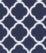 Load image into Gallery viewer, White Quatrefoil on Navy Mask