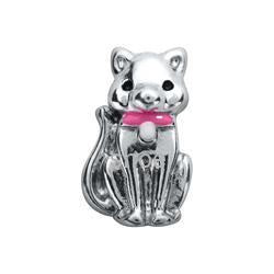 SILVER CAT WITH PINK COLLAR CHARM