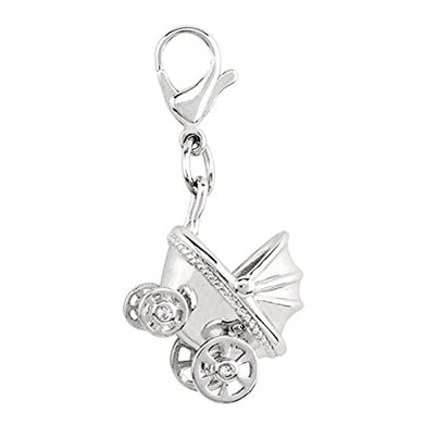 SILVER BABY CARRIAGE DANGLE WITH SWAROVSKI CRYSTALS