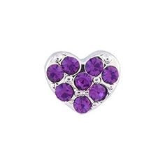 SILVER HEART WITH PURPLE CRYSTALS CHARM - LIMITED EDITION