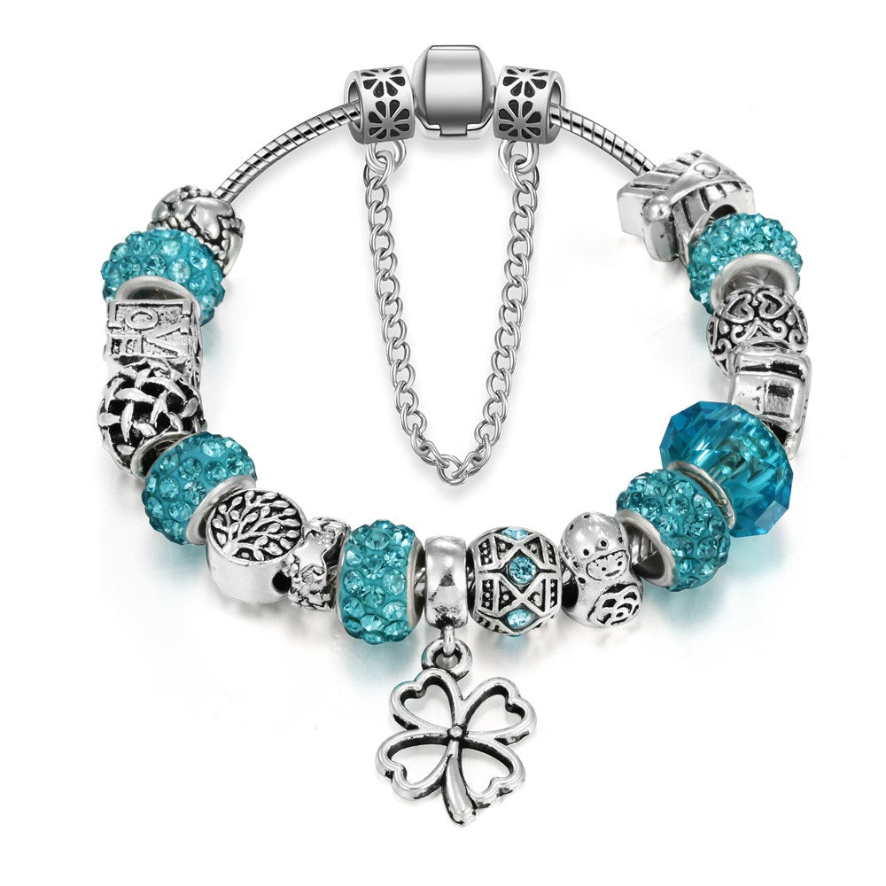 BLUE FOUR LEAF CLOVER ANESIDORA BRACELET