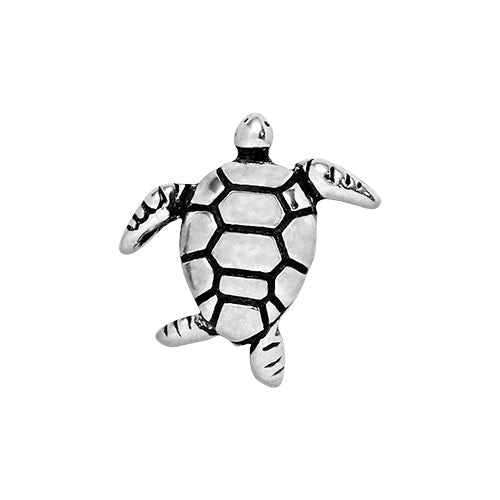 SILVER SEA TURTLE CHARM