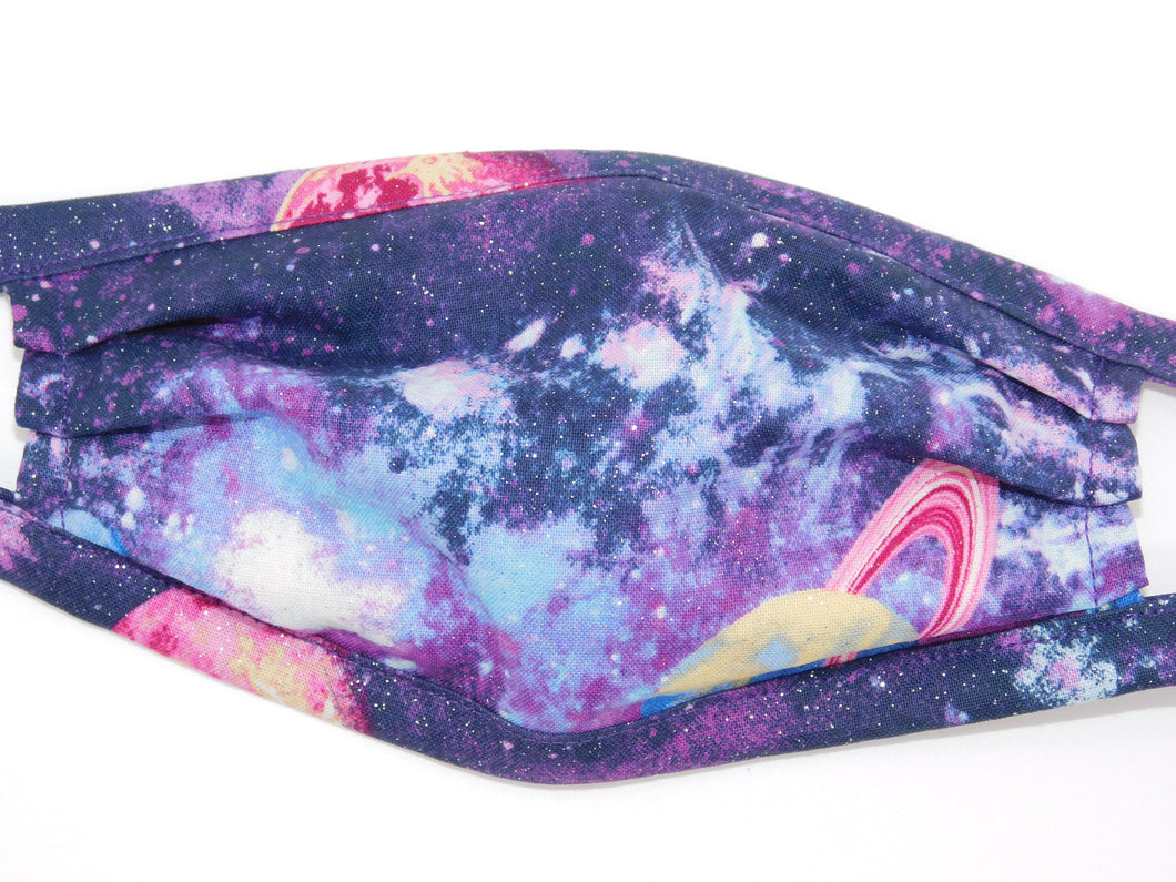 Planets Purple Glitter Mask