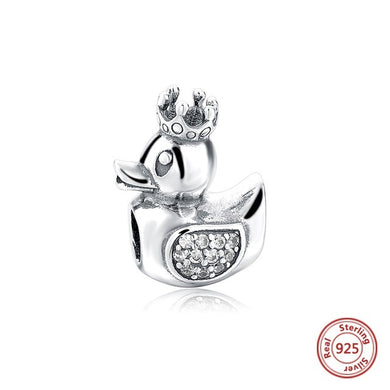 SILVER KING DUCKY WITH CUBIC ZIRCONIA CRYSTALS ANESIDORA CHARM