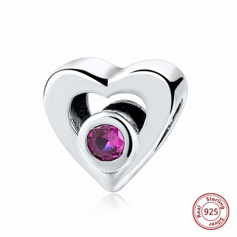 SILVER AND PINK CRYSTAL HEART ANESIDORA CHARM