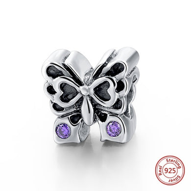 SILVER BUTTERFLY WITH PURPLE CRYSTALS ANESIDORA CHARM