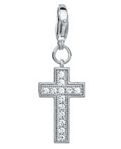 CRYSTAL SILVER CROSS DANGLE