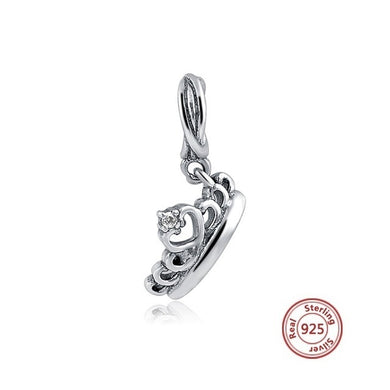 SILVER CROWN WITH CUBIC ZIRCONIA CRYSTAL ANESIDORA CHARM