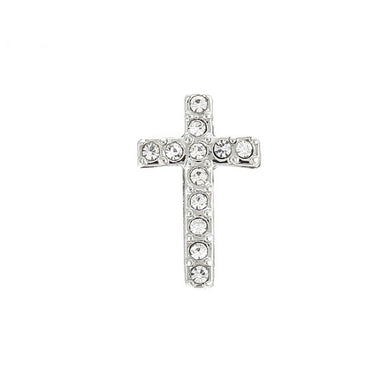 SILVER CROSS SLIDER WITH CRYSTALS